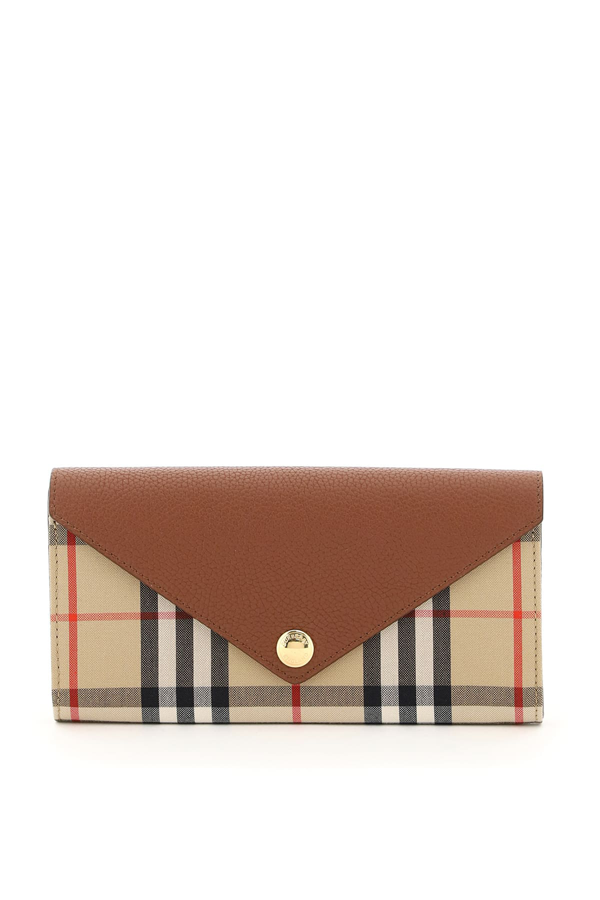 burberry vintage check and leather wallet with detachable strap