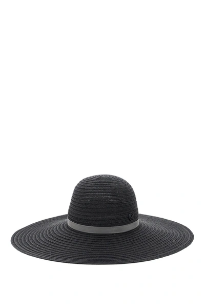 Shop Maison Michel Blanche Woven Hemp Hat In Black (black)