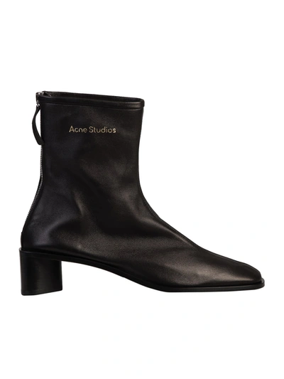 Shop Acne Studios Branded Ankle Boots In Black