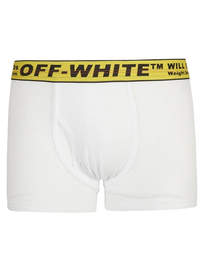 Shop Off-white Single Classic Industry Boxer Shorts In White/yellow