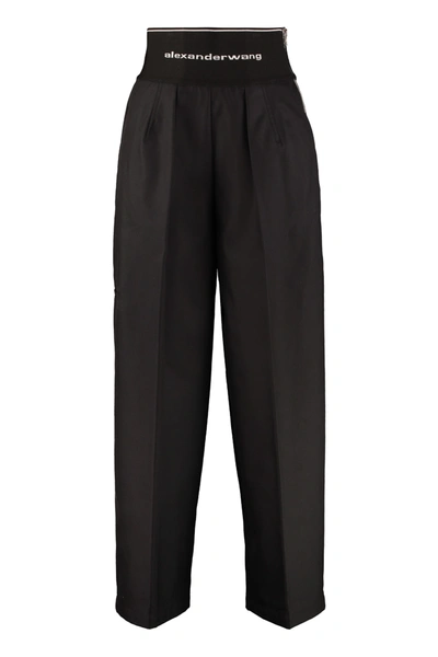 Shop Alexander Wang Carrot-fit Cotton Pants In Black