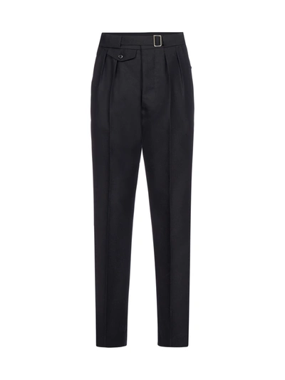 Shop Maison Margiela Belted Wool And Mohair Trousers In Black