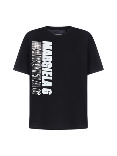 Shop Mm6 Maison Margiela Logo Cotton T-shirt In Black