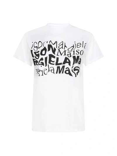 Shop Maison Margiela Logo Cotton T-shirt In Optic White