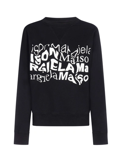 Shop Maison Margiela Logo Cotton Sweatshirt In Black