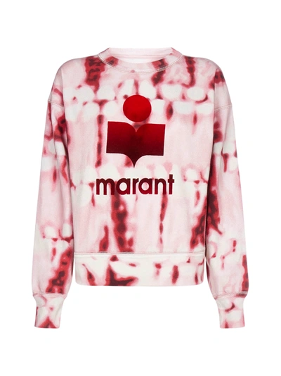 Shop Isabel Marant Étoile Mobyli Logo Tie-dye Print Cotton Sweatshirt In Red