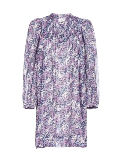 Shop Isabel Marant Étoile Virginie Floral Print Cotton Dress In Faded Night