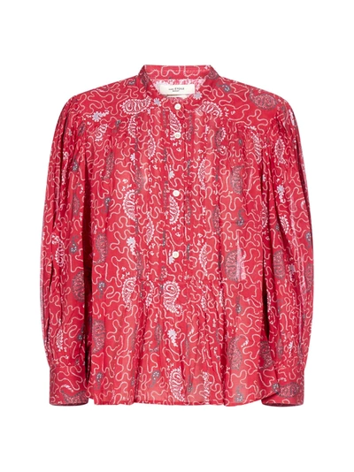 Shop Isabel Marant Étoile Adigra Ethnic Print Cotton Shirt In Red