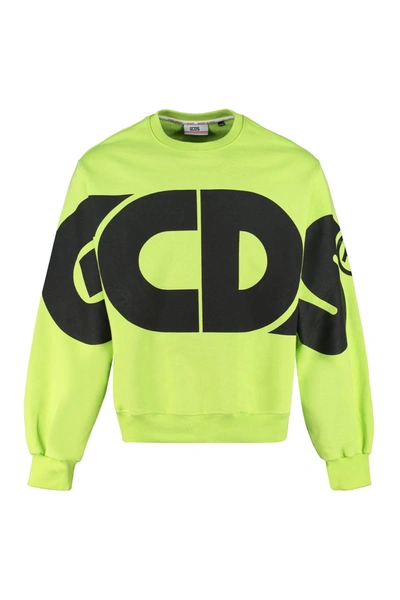 Shop Gcds Cotton Crew-neck Sweatshirt In Green