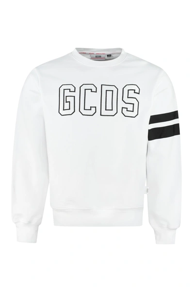 Shop Gcds Cotton Crew-neck Sweatshirt In White