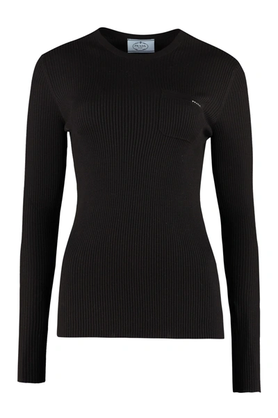 Shop Prada Long Sleeve T-shirt In Black