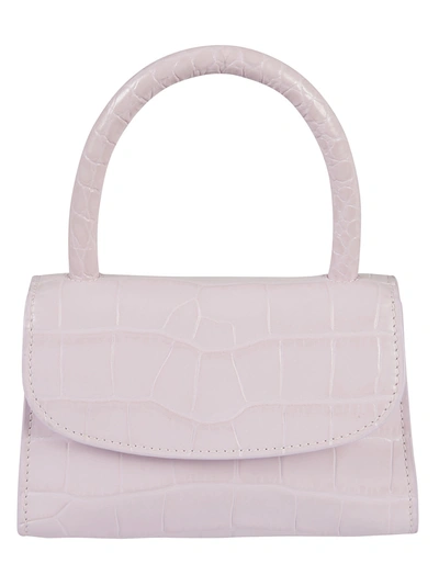 Shop By Far Mini Croco Embossed Shoulder Bag In Pink