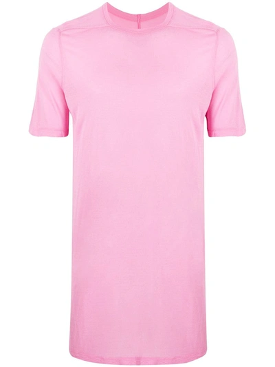 Shop Rick Owens Long-line Silk-blend T-shirt In Pink