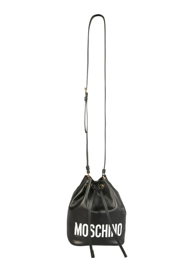 Shop Moschino Bucket Bag With Logo In Black