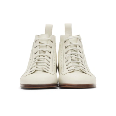 Shop Gucci White Brogue Boots In 9050 Dusty