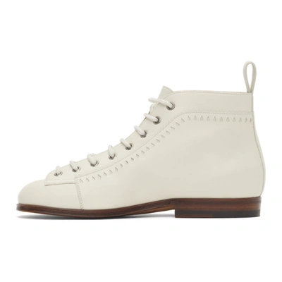 Shop Gucci White Brogue Boots In 9050 Dusty