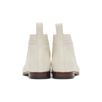 Shop Gucci White Brogue Boots In 9050 Dusty
