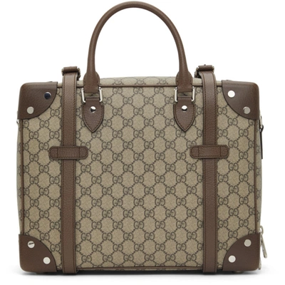 Shop Gucci Beige Gg Supreme Weekender Duffle Bag In 8358 Beebo
