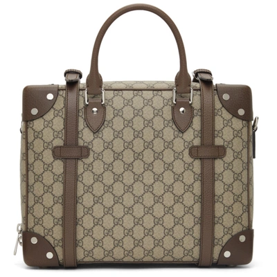 Shop Gucci Beige Gg Supreme Weekender Duffle Bag In 8358 Beebo