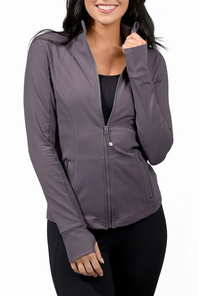 Shop 90 Degree By Reflex Full Zip Long Sleeve Jacket In Grey Mauve