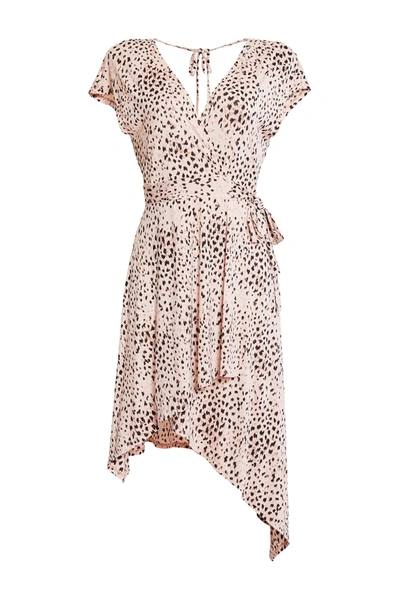 Shop Bcbgmaxazria Painted Animal Wrap Dress In Pink Rose-painted