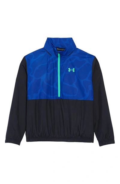 Shop Under Armour Mesh Lined Hooded Pullover In 486 Versa Blue