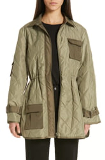 Shop Ganni Quilted Ripstop Jacket In Aloe 808