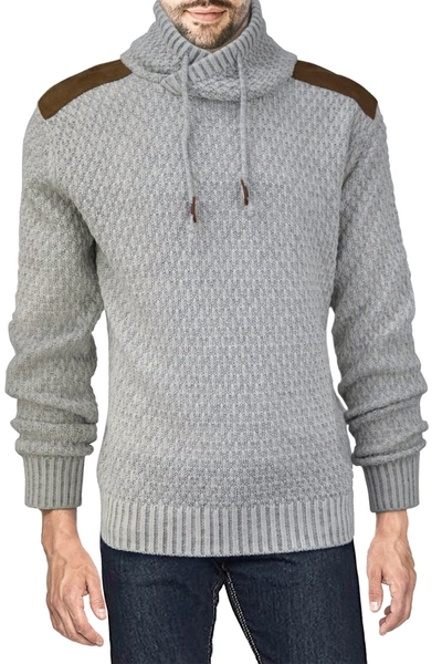 Shop X-ray Shawl Collar Sweater With Faux Leather Piecing In Oatmeal