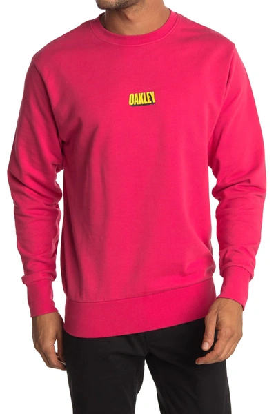 Shop Oakley Team Logo Crew Neck Sweater In Virtual Pink