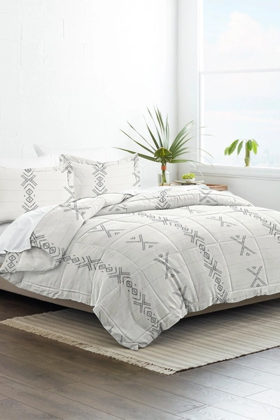 Shop Ienjoy Home Premium Down Alternative Urban Stitch Patterned Comforter Set In Gray