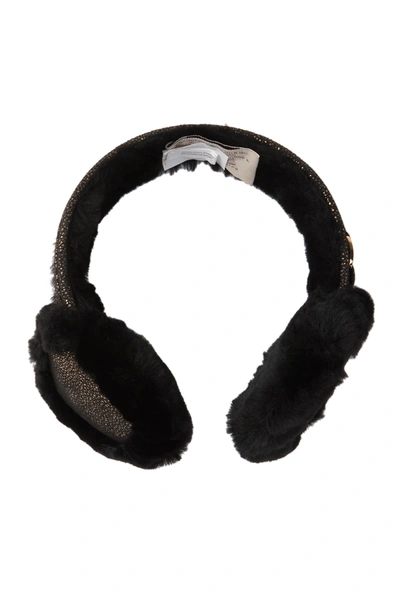 Shop Ugg Genuine Shearling Wired Ear Muffs In Metallic Black