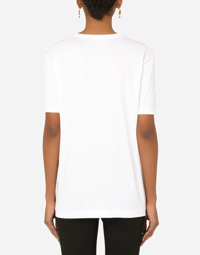 Shop Dolce & Gabbana Jersey T-shirt With Si Vis Amari Ama Print