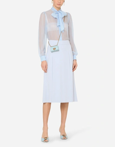 Shop Dolce & Gabbana Cady Midi Skirt In Azure