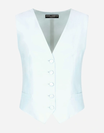 Shop Dolce & Gabbana Shantung Vest In Azure