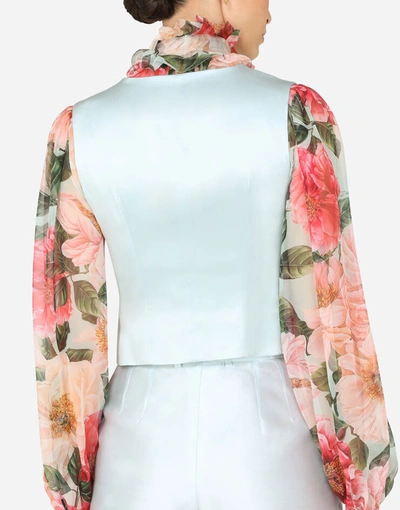 Shop Dolce & Gabbana Shantung Vest In Azure