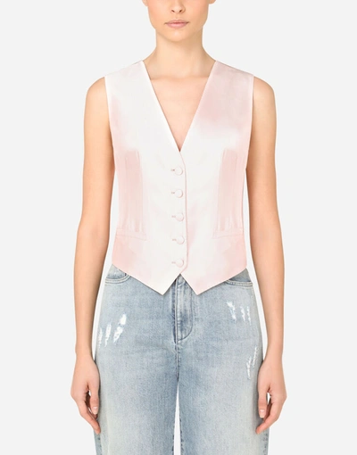 Shop Dolce & Gabbana Five-button Silk Vest In Pink