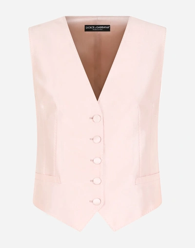 Shop Dolce & Gabbana Five-button Silk Vest In Pink