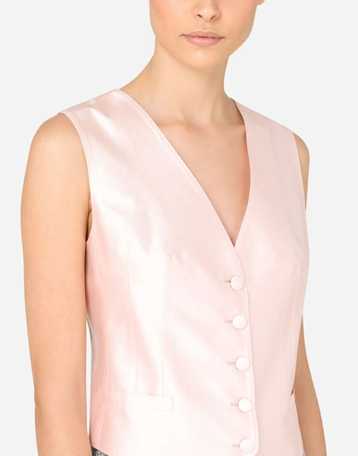 Shop Dolce & Gabbana Five-button Silk Vest In Pink