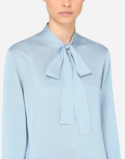 Shop Dolce & Gabbana Silk Blouse With Pussy Bow