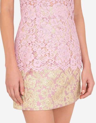Shop Dolce & Gabbana Sleeveless Lace Top In Lilac