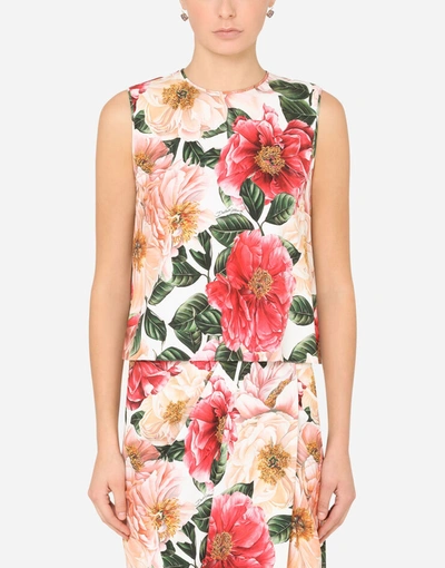 Shop Dolce & Gabbana Camellia-print Cady Top