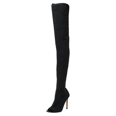 Pre-owned Gianvito Rossi Black Stretch Fabric Knee High Boots Size 37