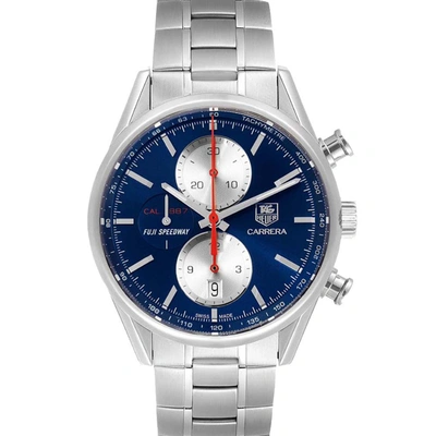 Pre-owned Tag Heuer Blue Stainless Steel Carrera Fuji Speedway Limited Production Car211b Men's Wristwatch 41 Mm