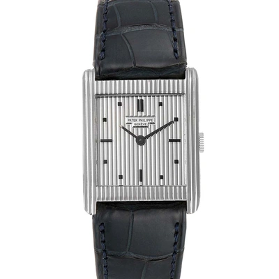 Pre-owned Patek Philippe Silver 18k White Gold Gondolo Vintage 3467 Men's Wristwatch 26 Mm