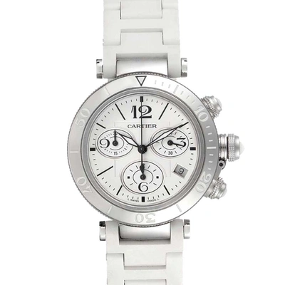 Pre-owned Cartier Silver Stainless Steel Pasha Seatimer Chronograph W3140005 Men's Wristwatch 37 Mm
