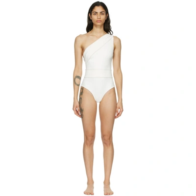 Shop Haight Off-white Crepe Maria One-piece Swimsuit In Off White