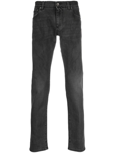 Shop Dolce & Gabbana Faded Slim-fit Jeans In Grey