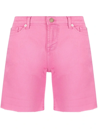Shop 7 For All Mankind High-waisted Denim Shorts In Pink