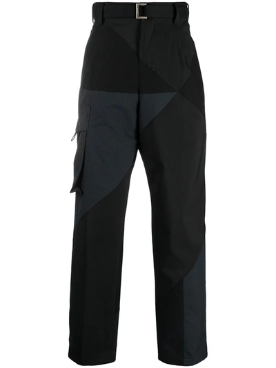 Shop Sacai X Hank Willis Thomas Contrast Trousers In Black