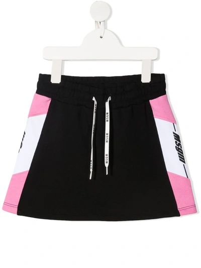 Shop Msgm Logo-print Cotton Skirt In Black